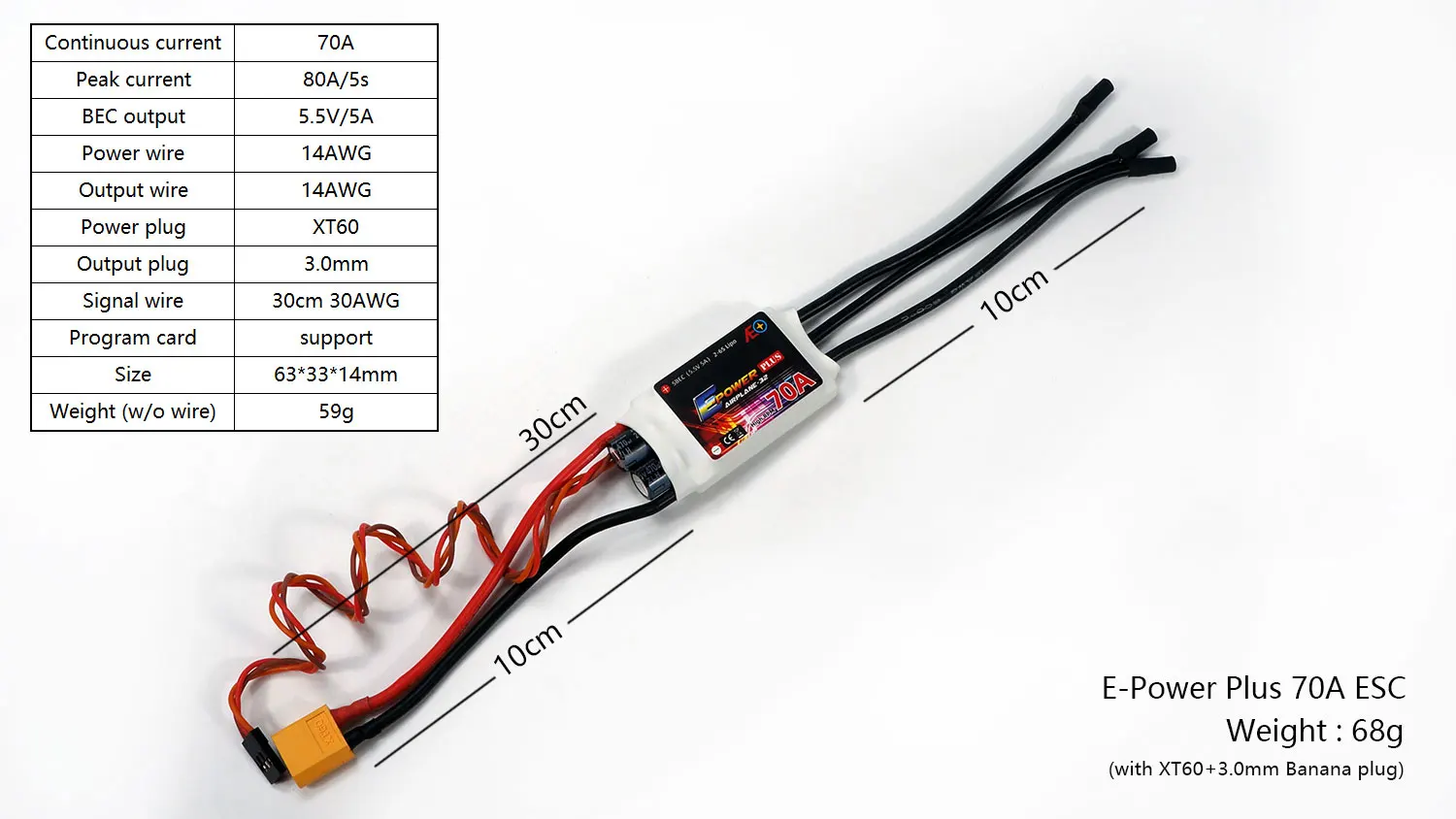 Фото Серия ESC DW Hobby E-Power Plus с высокими оборотами в минуту: электронный регулятор скорости 15A/25A/50A/70A/90A, карта программатора для моделей RC №4