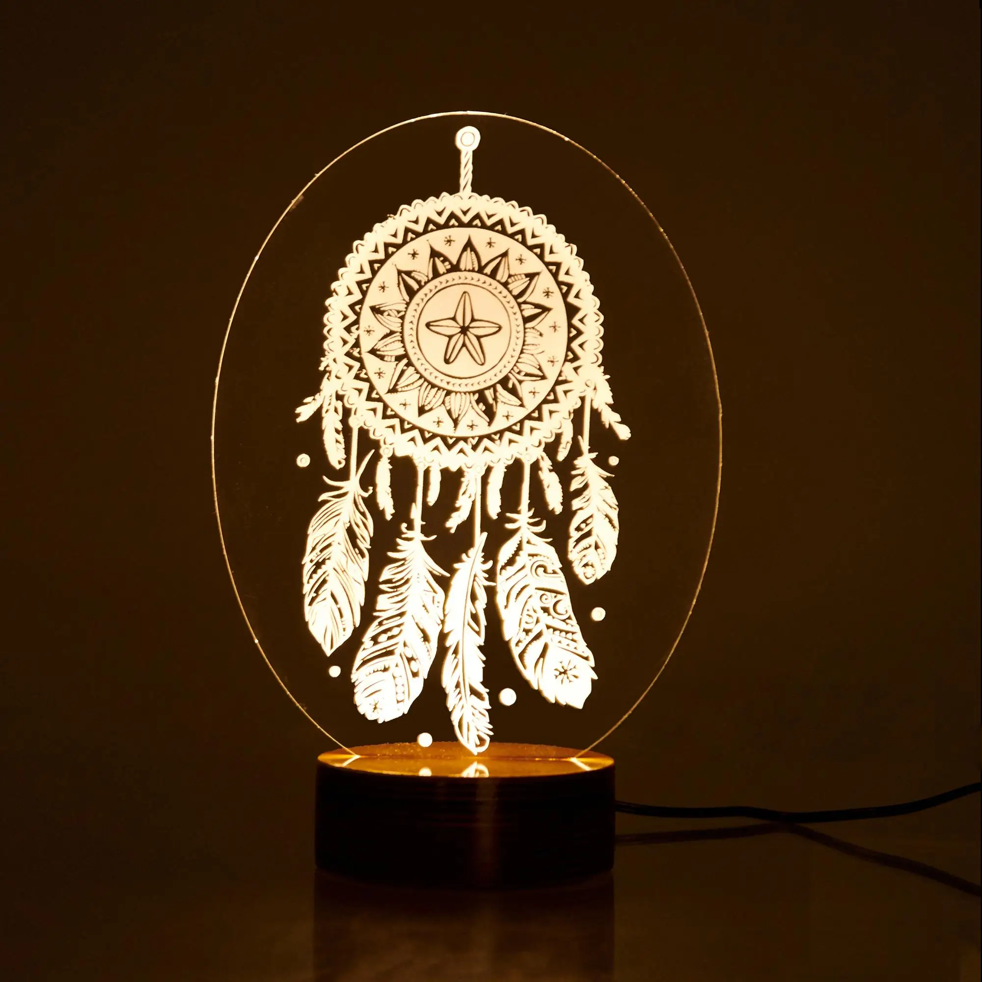 

Dreamcatcher 3D Decorative Lighting Night Lamp Home Living Room Bedroom Plexi Office Table Led Technology New Design