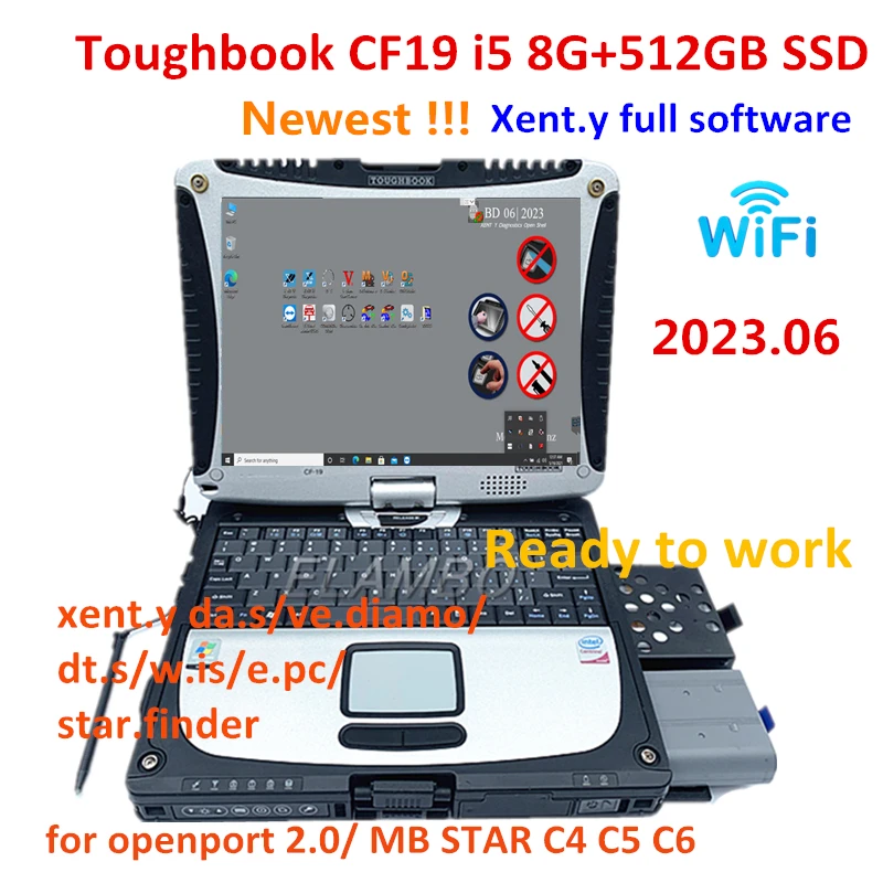 Для Panasonic Toughbook CF19 CF-19 I5 8 Гб Ram + 512 ГБ SSD с новейшим полным программным обеспечением 2023,06 xentry для MB Star C4/C5/C6 openport