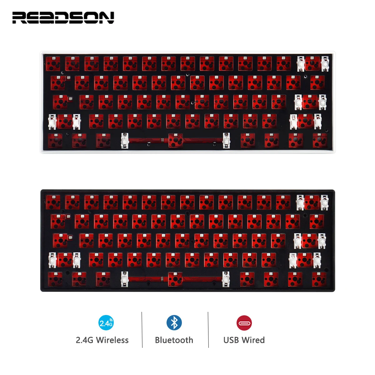 

Клавиатура Readson Механическая Беспроводная трехрежимная, 2,4 ГГц, RGB, 3/5 pin, для Cherry Gateron Kailh RK61 GK61