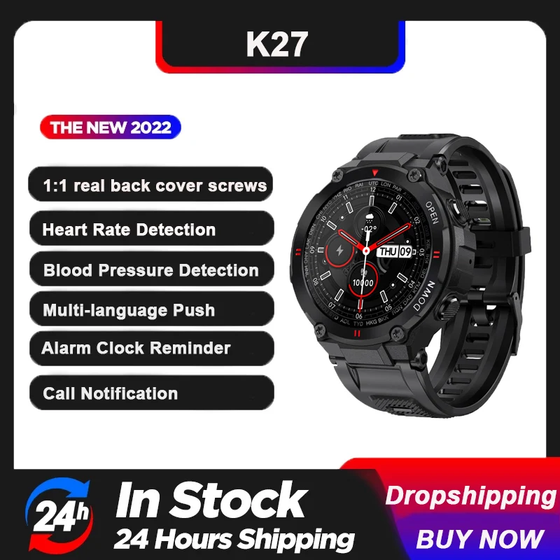 

K27 Men Smart Watch Sport Fitness Tracker Pressure Oxygen Heart Rate Monitor Bracelet Smartwatch Women For IOS Android
