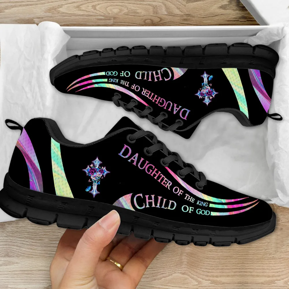 

INSTANTARTS Fashion Cross Child Of God Design Women Breathable Sneakers Wear Resistant Flat Shoes for Ladies Outdoor Zapatos
