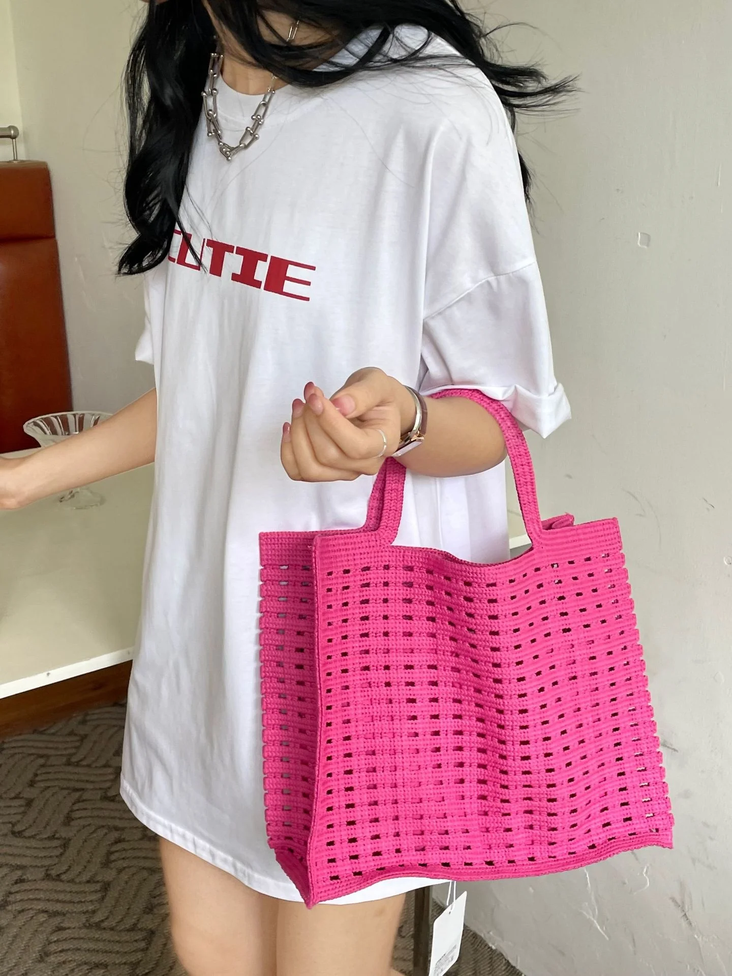 

Large Capacity Hollow Out Crochet Tote Bag Luxury Designer Women's Beach Shopping Bag Woven Tote Shopper Handbag Female Gifts