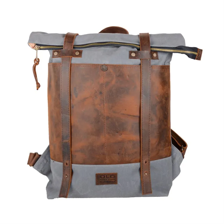 

Vintage Leather Canvas backpack Men's backpack women school backpack school bag Vintage Outdoor Men Rucksack Style