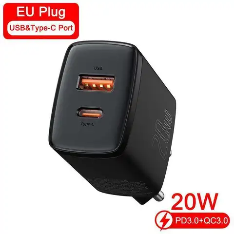 Зарядное Baseus PD 20 USB IPhone 14 13 Pro Max Plus Xiaomi 30 Вт Быстрая Зарядка QC3.0 Type C Зарядное Устройство Зарядный