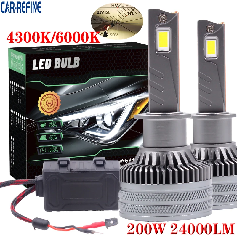 

4300K X8 f5d H7 Led Headlight Bulbs CSP 4575 LED Light 200W 24000LM H1 H4 H7 H11 9005 9006 9012 Car Led Headlight Light 12V 24V