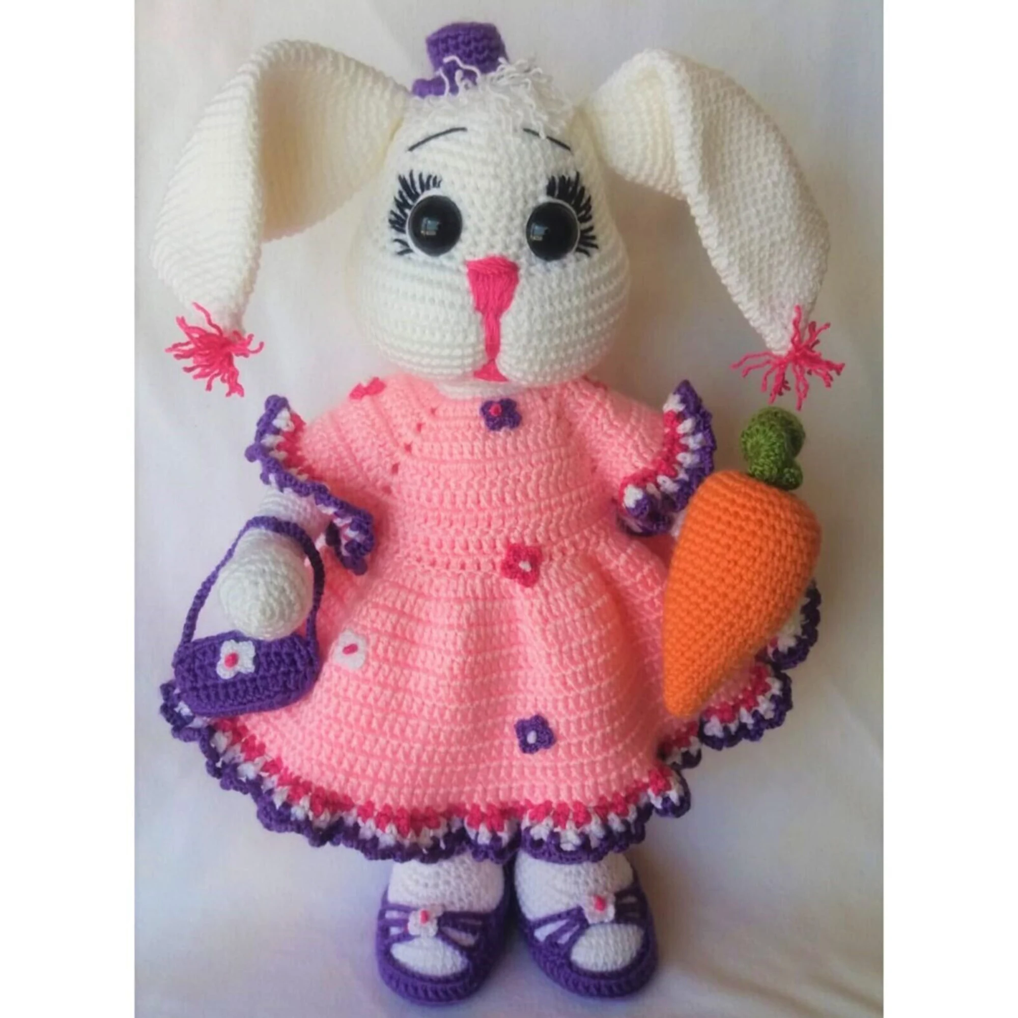 

Amigurumi Rabbit Nani in Pink Dress Toy Animal Doll Toys For Sale Sleeping Companion Sweet Dolly