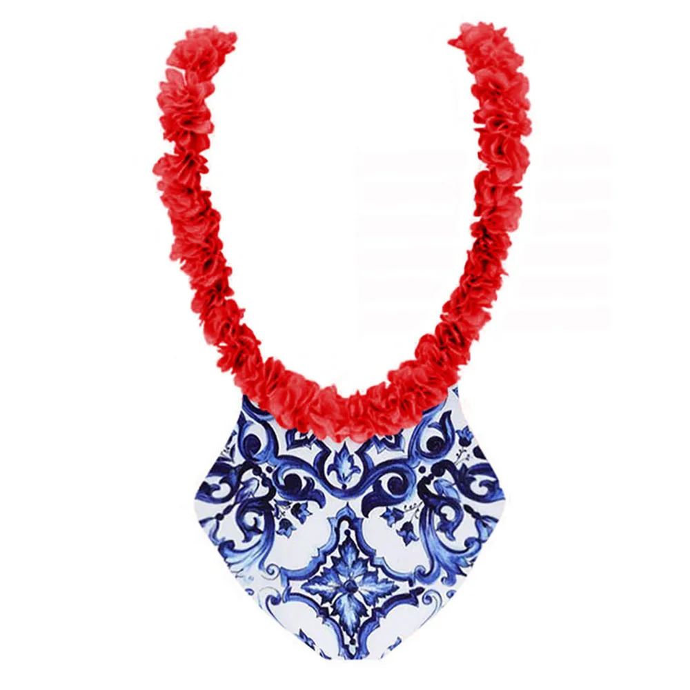 Printed One Piece Swimsuit Petal Stereo Strap Bikini Chic Sexy Backless Slim Beachwear Chiffon Beach Dress Cover Up Fashion 2022