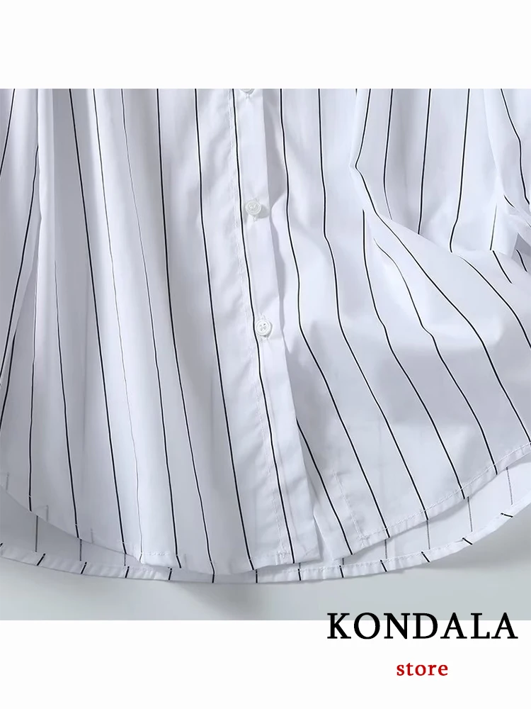 KONDALA НОВЫЕ шикарные повседневные полосатые женские рубашки Мода 2023 осень