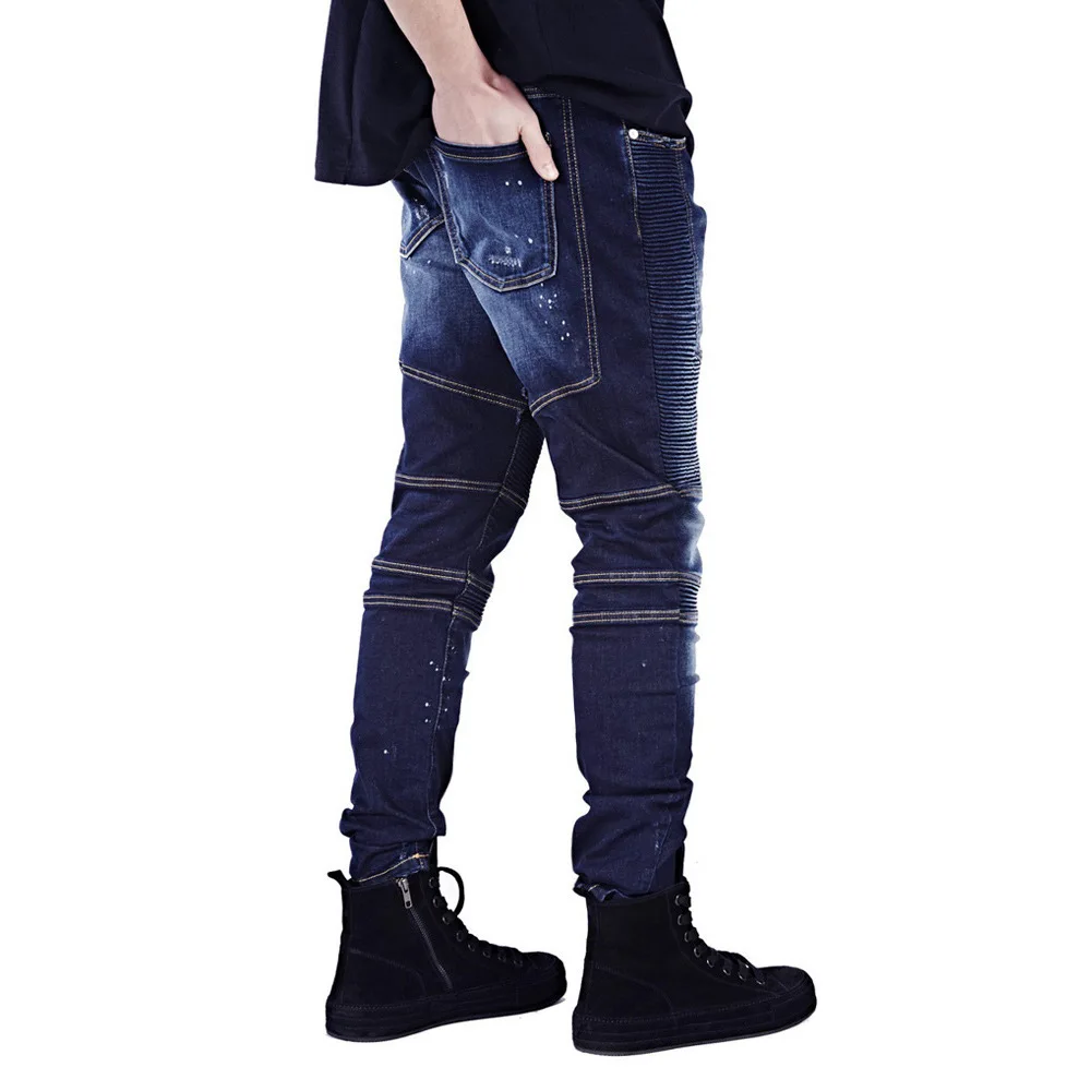 Hot Sale High Street 2022 Autumn New Fashion Men's Slim Fit Small Feet Retro Wrinkled Washed Old Joggers Pencil Jeans For Men