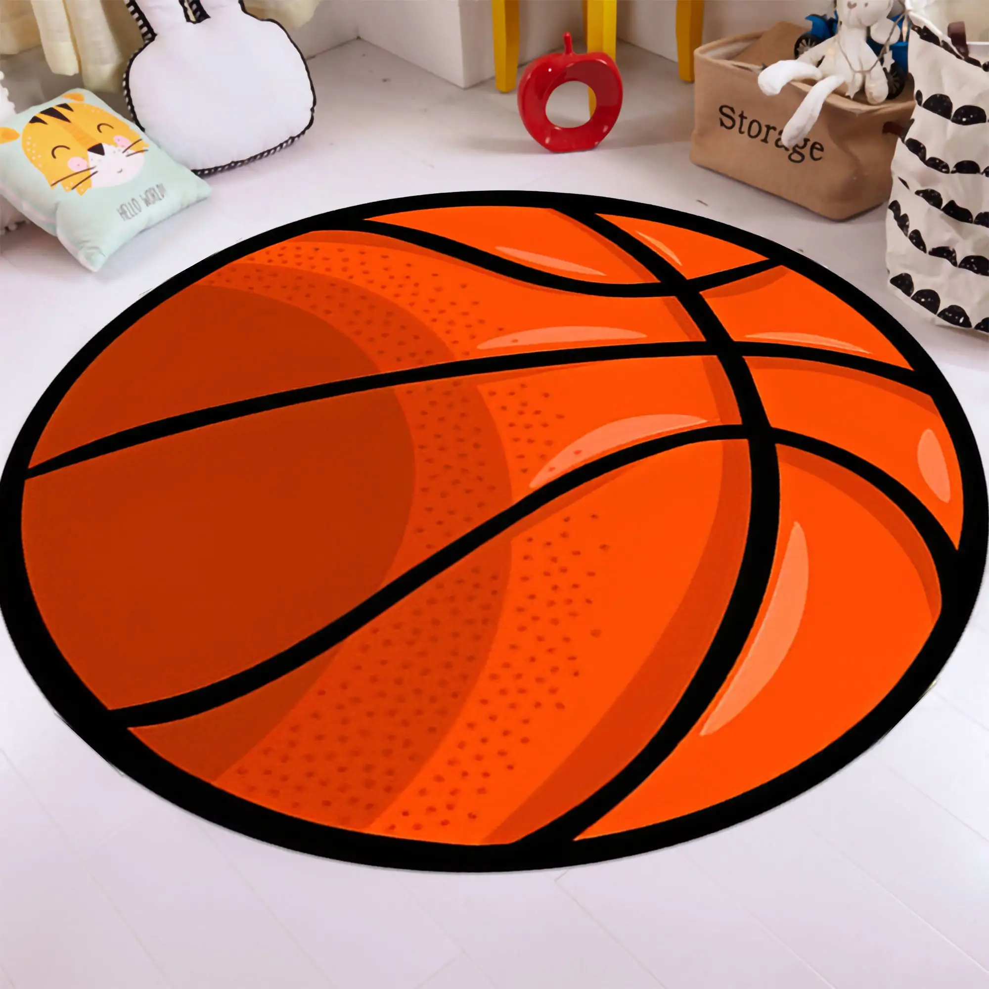 Круглый коврик с Баскетбольным мячом спортивный декор персонализированный