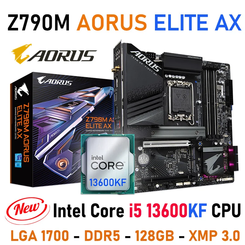 

Gigabyte Z790M AORUS ELITE AX LGA 1700 материнская плата Combo i5 13600KF CPU Intel Z790 Материнская плата Intel 12th Gen 1700 комплект процессора