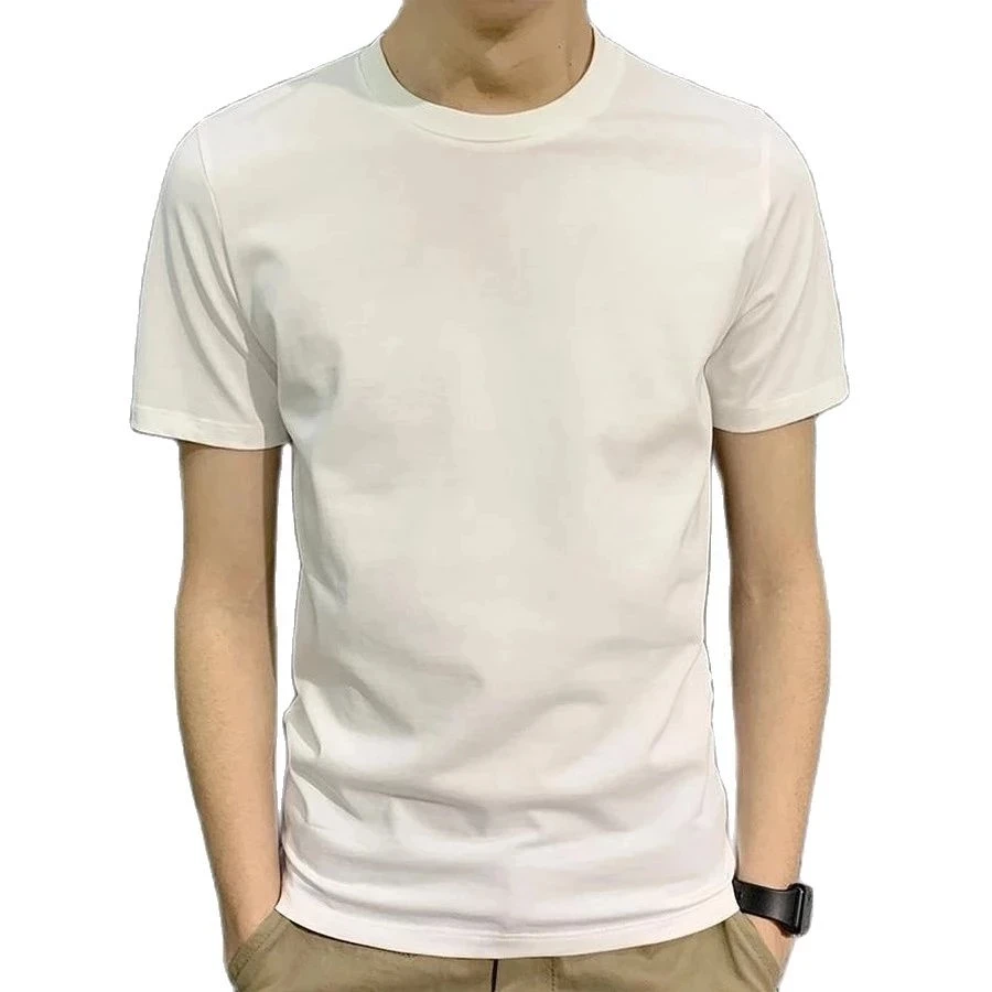 

Camiseta de cuello redondo para hombre, camisa de manga corta de algodón de Color sólido, novedad de verano