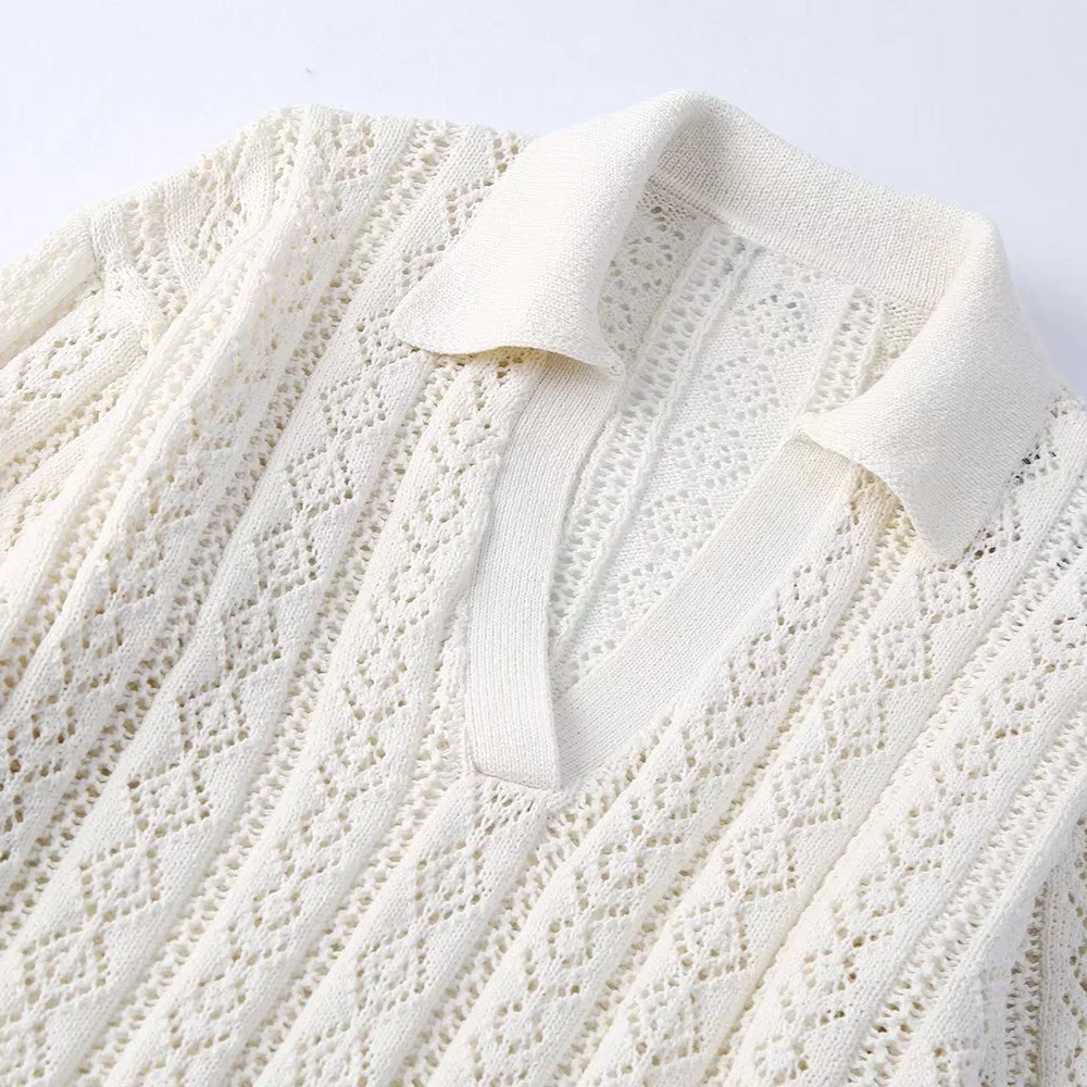 Женский жаккардовый свитер PB &amp ZA однотонный вязаный с воротником поло из