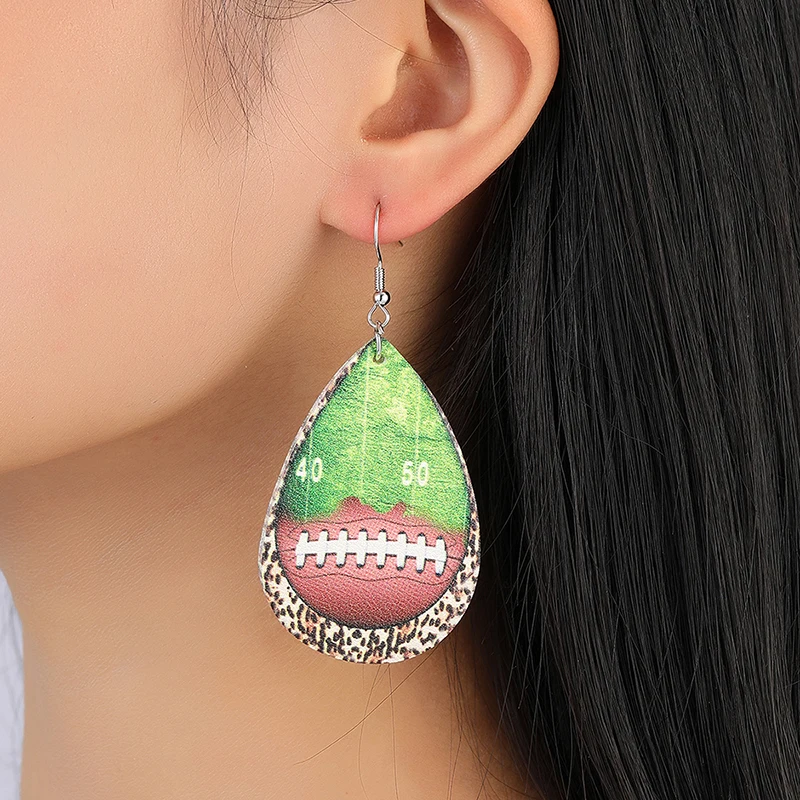 

Basketball Rugby Water Drop Leather Earrings For Women Pendientes Pendientes Mujer Boucle Oreille Femme Jewelry