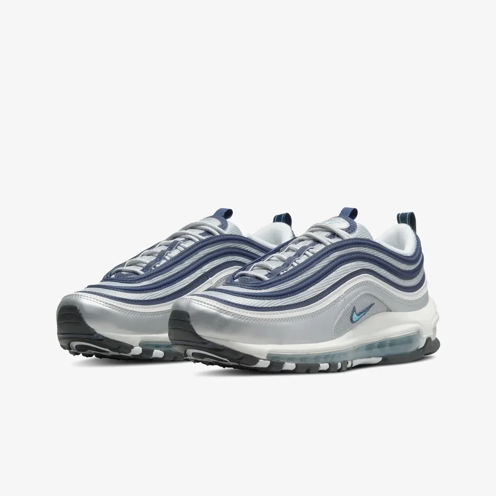 Оригинальные спортивные кроссовки Nike Air Max 97 Metallic Silver and Chlorine Blue бесполые DQ9131-001.