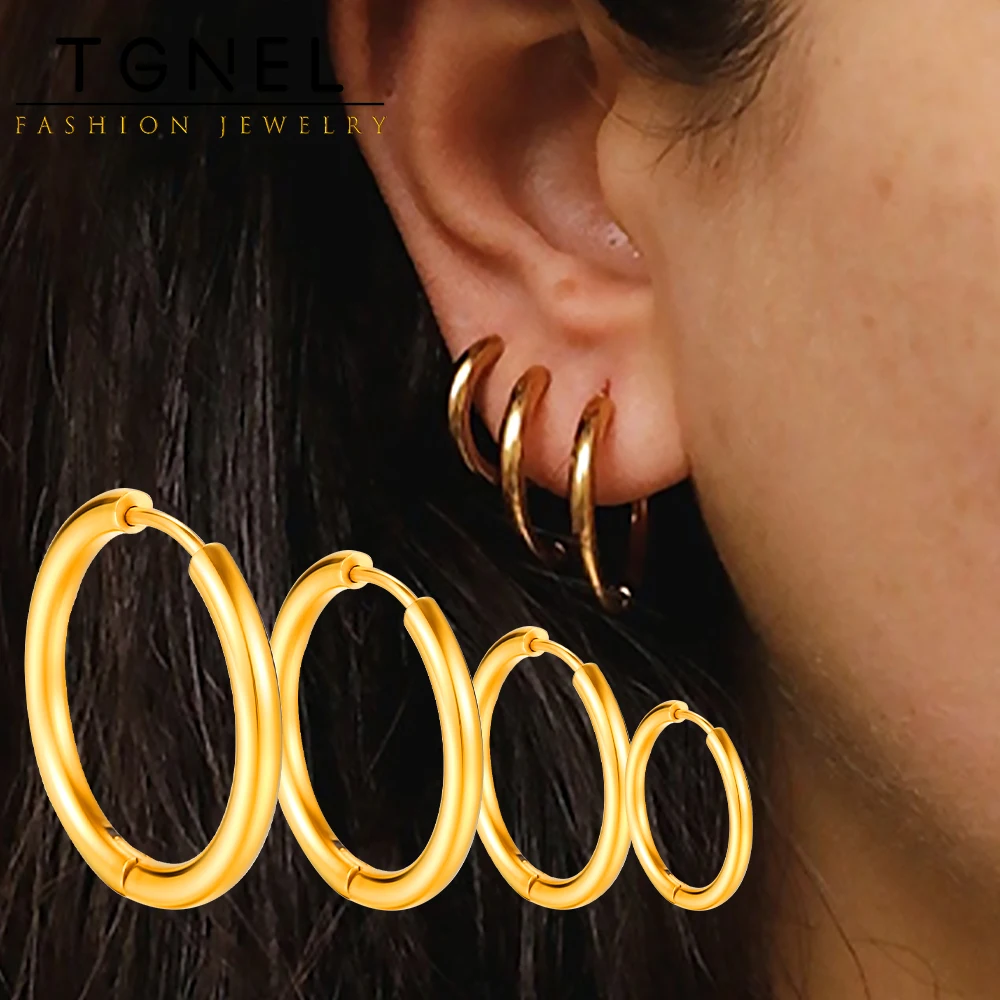 

Steel Hoop Earrings For Women Men Stainless Steel Small Gold Color Earring Korea Cartilage Piercing Classic Jewelry Accessories