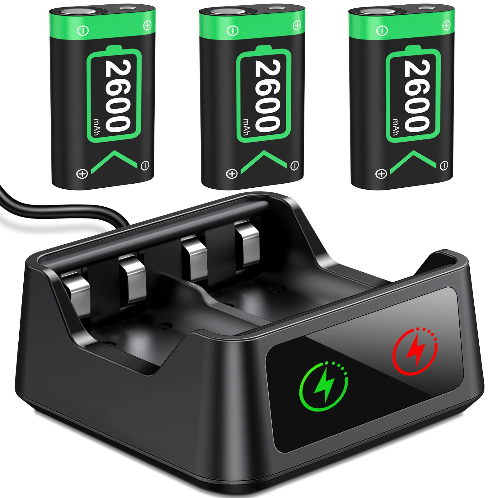 3 x2600mAh Pack de batería recargable para Xbox serie X/S/Xbox One S/X/Xbox un controlador inalámbrico batería + cargador de batería USB