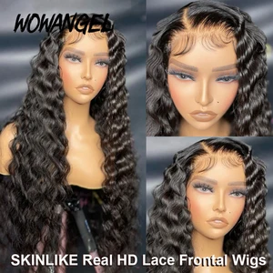 Imported Wow Angel HD Lace Front Wigs 34 inch 250% Deep Wave 13x6 Invisible Lace Frontal Human Hair Wig Pre P