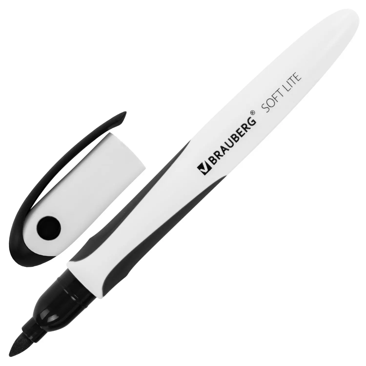 Маркер стираемый для белой доски ЧЕРНЫЙ BRAUBERG &quotSOFT LITE&quot 3 мм резиновая вставка