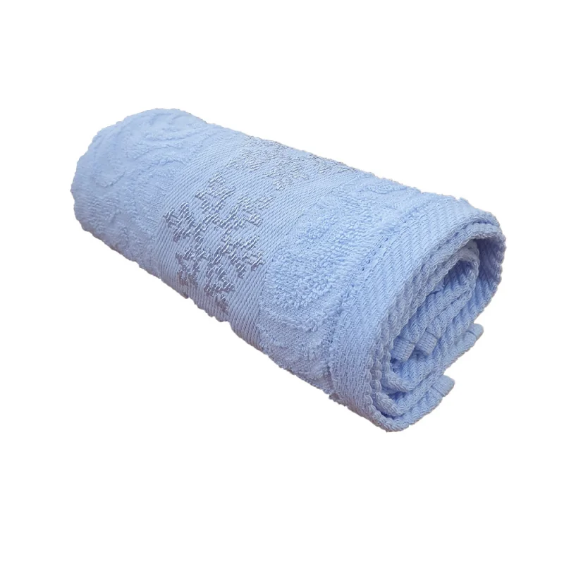 Махровое полотенце Вышний Волочек 35х70 - Снежинка бледно-васильковая