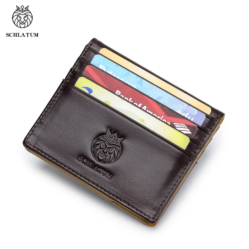 Men RFID Card Holder Wallets Genuine Leather Credit Card Mini Money Bag Slim Short Small Purse Minimalist Wallet for Male