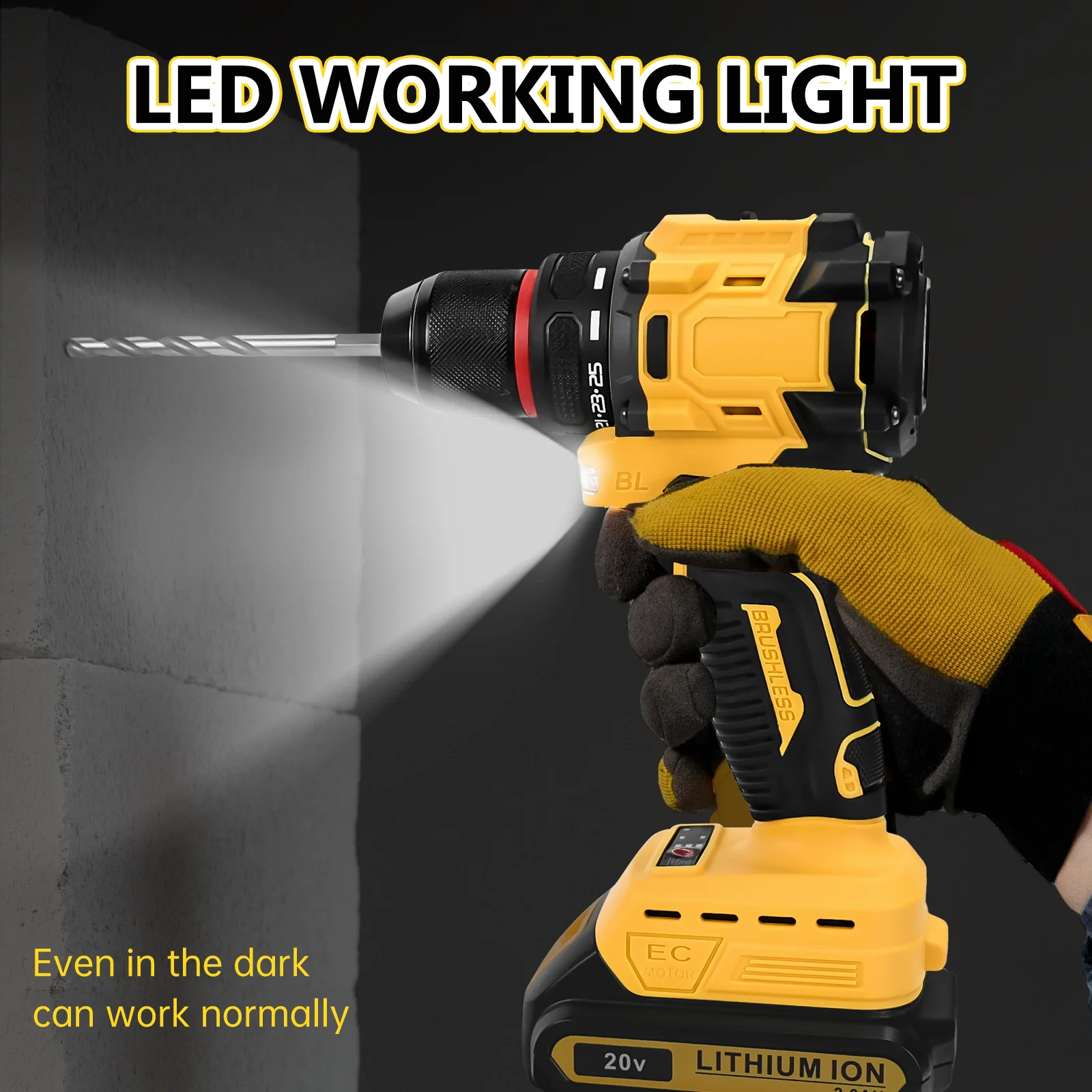 Набор беспроводных дрелей Dewalt 24 шт. с бесключевым патроном 3/8 дюйма 60 нм 25 + 1