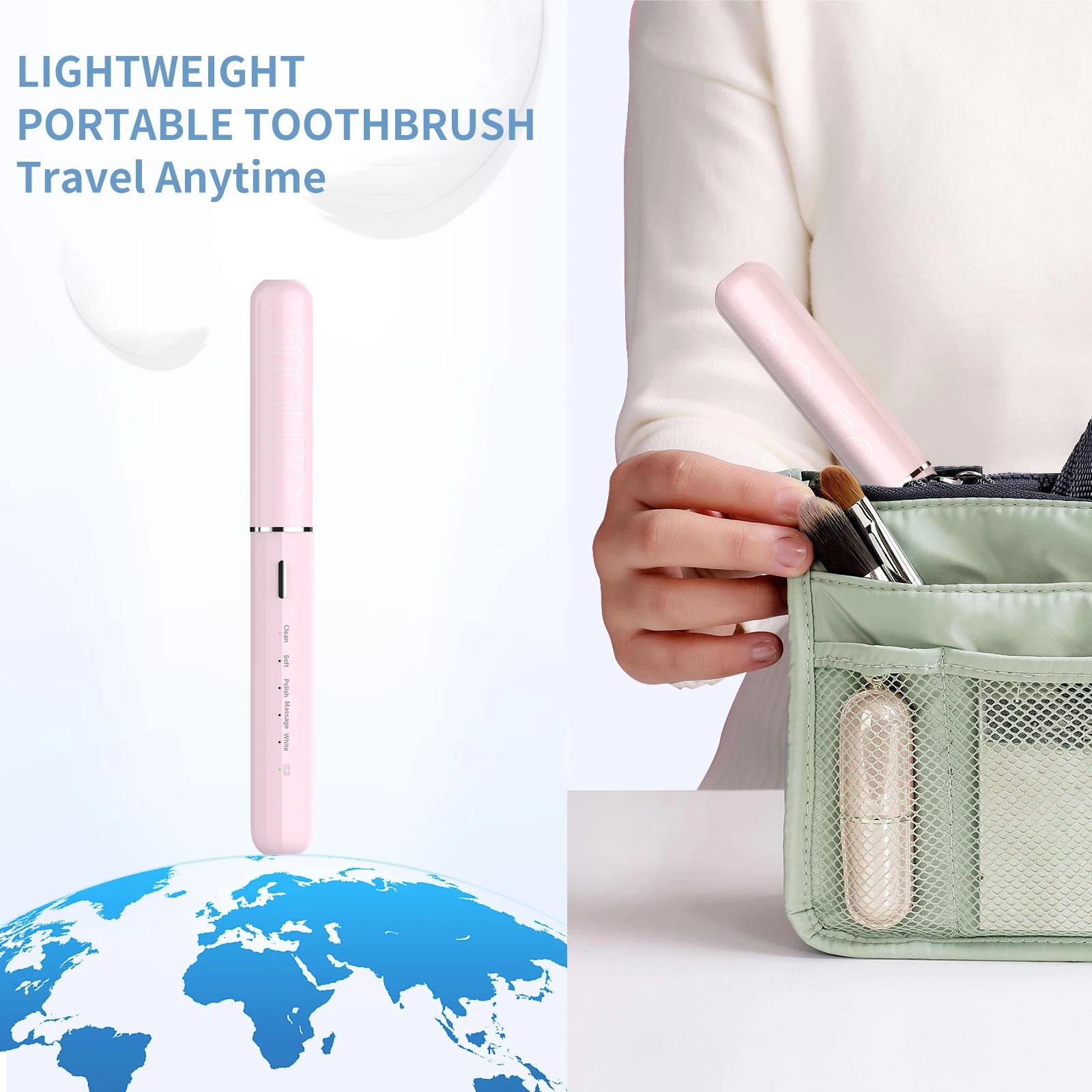 Usb Electric Toothbrush With 6 Brush Heads, Portable Travel Electric Toothbrush With 5 Modes