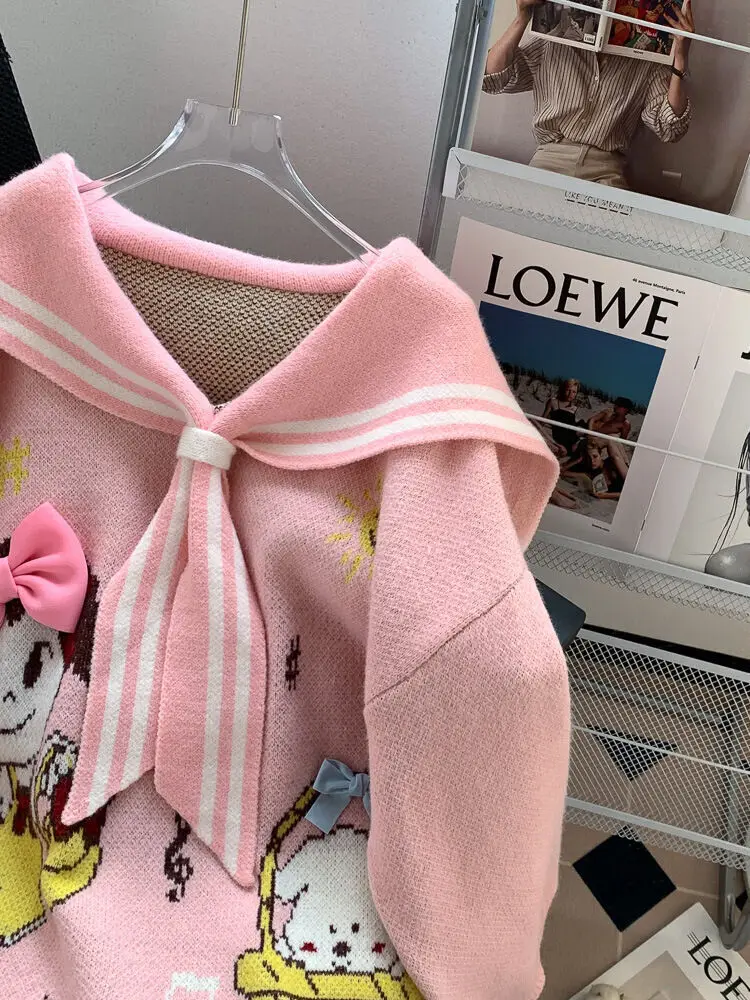 Пуловер Catoon Свободная Стильная Осенне-зимняя Верхняя Одежда Для Ленивых Женщин