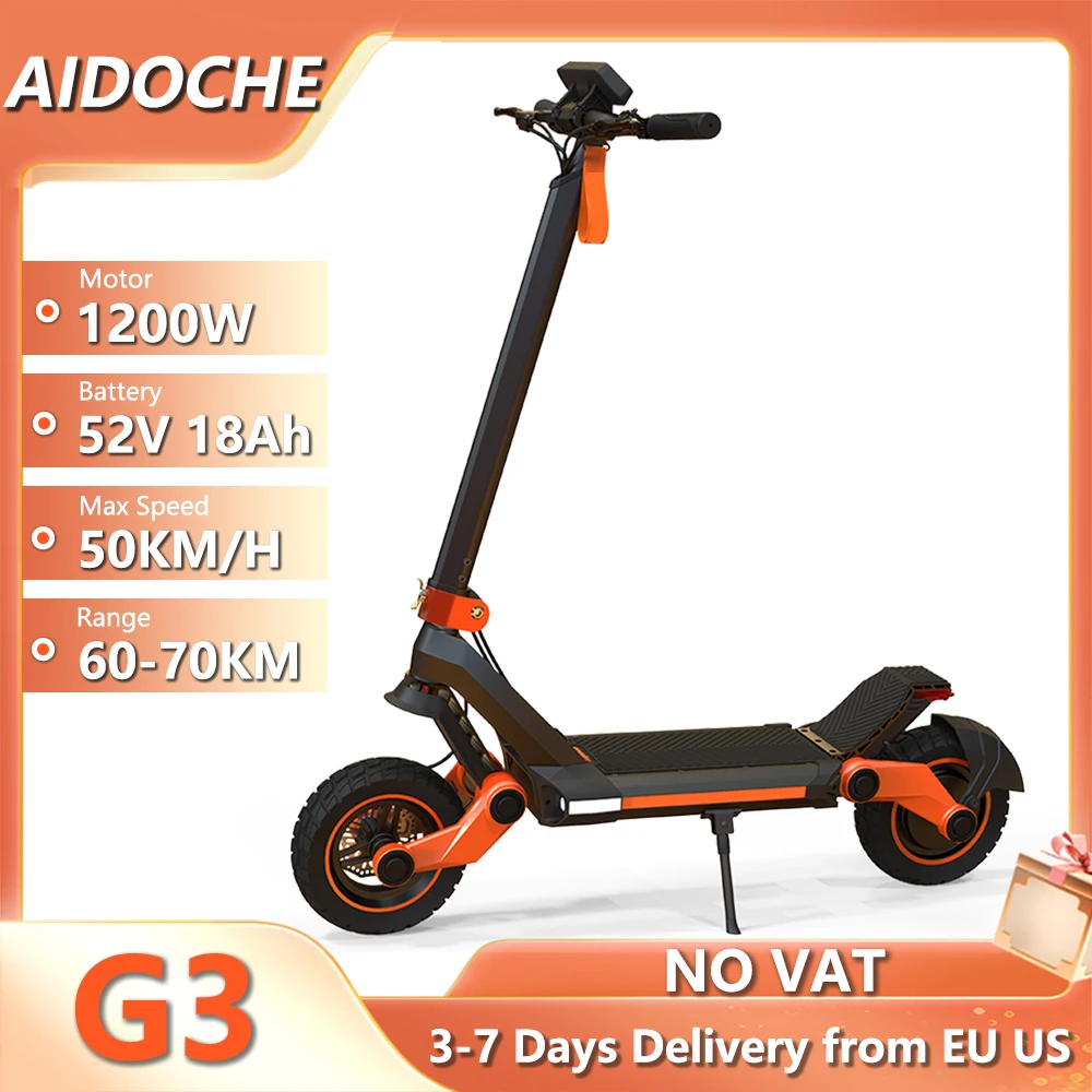 

1200W Electric Scooter 52V 18AH 50KM/H Speed 60KM Range Off-road EScooter 10.5Inch Folding Electric Kick Scooter for Adults