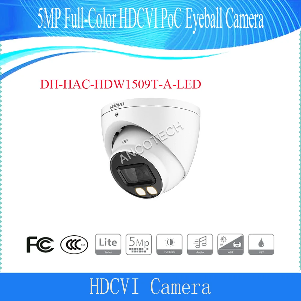 

Dahua DH-HAC-HDW1509T-A-LED 5MP Full-color HDCVI Eyeball Camera Built-in mic DAHUA CCTV Camera