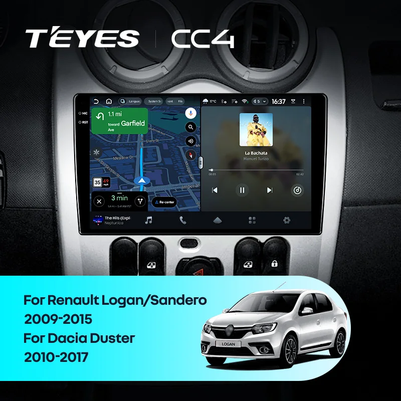 Фото TEYES Тиайс CC4 Штатная магнитола For Рено Логан рестайлинг For Дачия Дастер For Renault Logan Sandero For Dacia Duster For Lada Largus 2009 - 2021 автомагнитола 2 DIN DVD Auto мультимедиа автомобиля головное магнитола №2