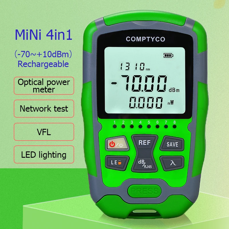 

Mini 4in1 Optical Fiber Power Meter -70~+10dBm Visual Fault Locator 1mW 30mW 50mW VFL Network Cable Test Optic Fiber Tester OPM