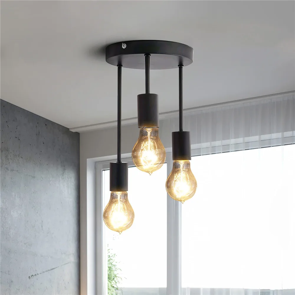 Минималистичные подвесные светильники в стиле индастриал, железные люстры с 3 головками для спальни, кухни, гостиной, столовой, современные подвесные светильники