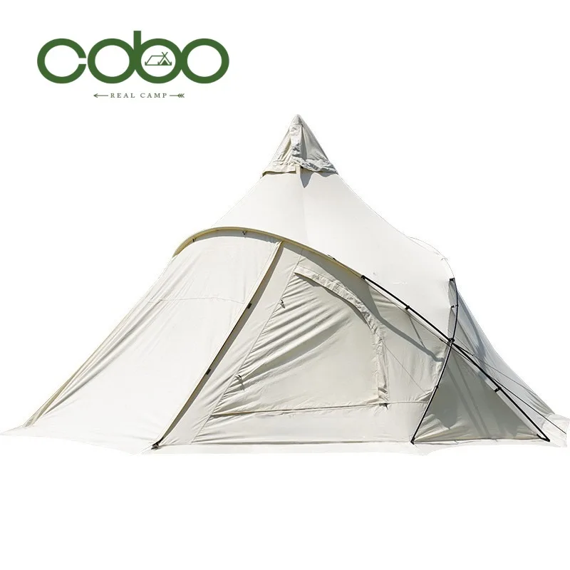 Холщовая семейная палатка для глэмпинга с домкратом плиты водонепроницаемая