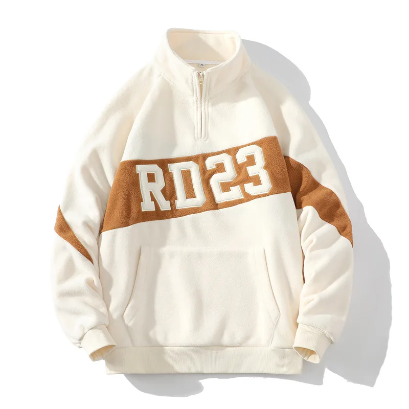 

Sweater men 2022 autumn and winter new letters, contrasting color shake pills, collar sweater port, popular loose
