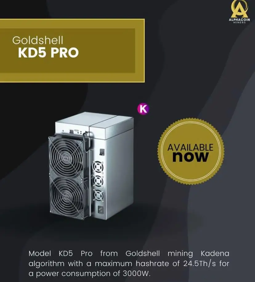 

Новый выпущенный Goldshell KD5 Pro KDA Kadena Miner Hashrate 3000 th/s W в наличии