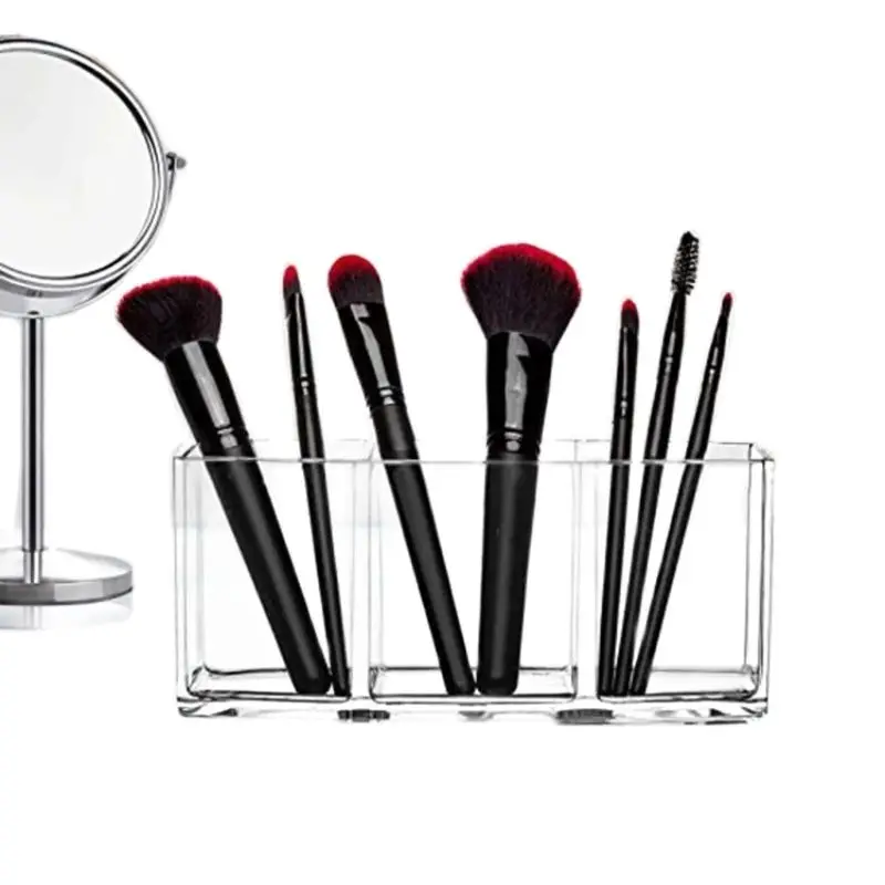 

3 Holes Transparent Acrylic Makeup Brush Tool Cosmetic Makeup Storage Box Case Make-up Brush Holder Table Organizer Make Up Tool