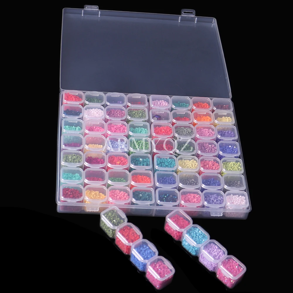 

56 grid Dismountable diamond painting Accessories Diamond Embroidery Cases PP plastics Box Organizer Home Storage boxes sticker