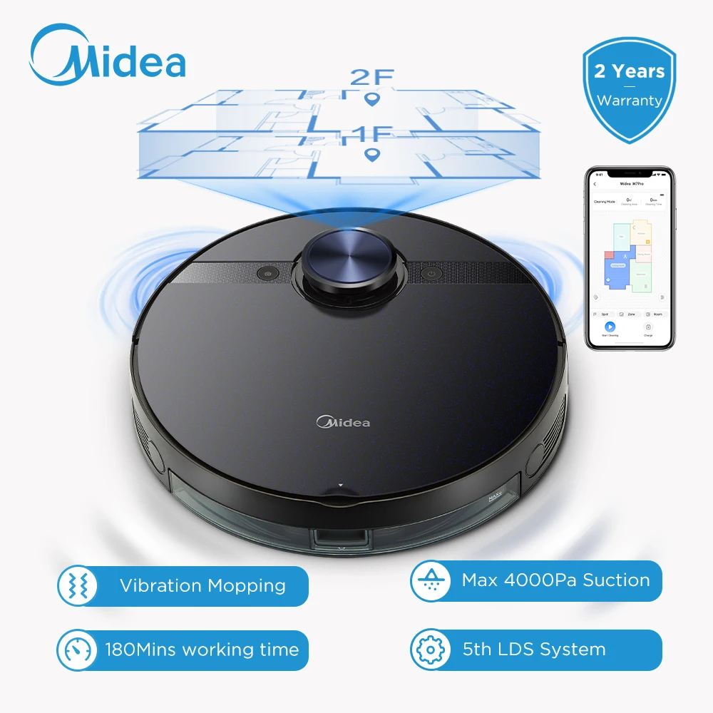 

Робот-пылесос Midea M7 с функцией сухой и влажной уборки, 4000 Па