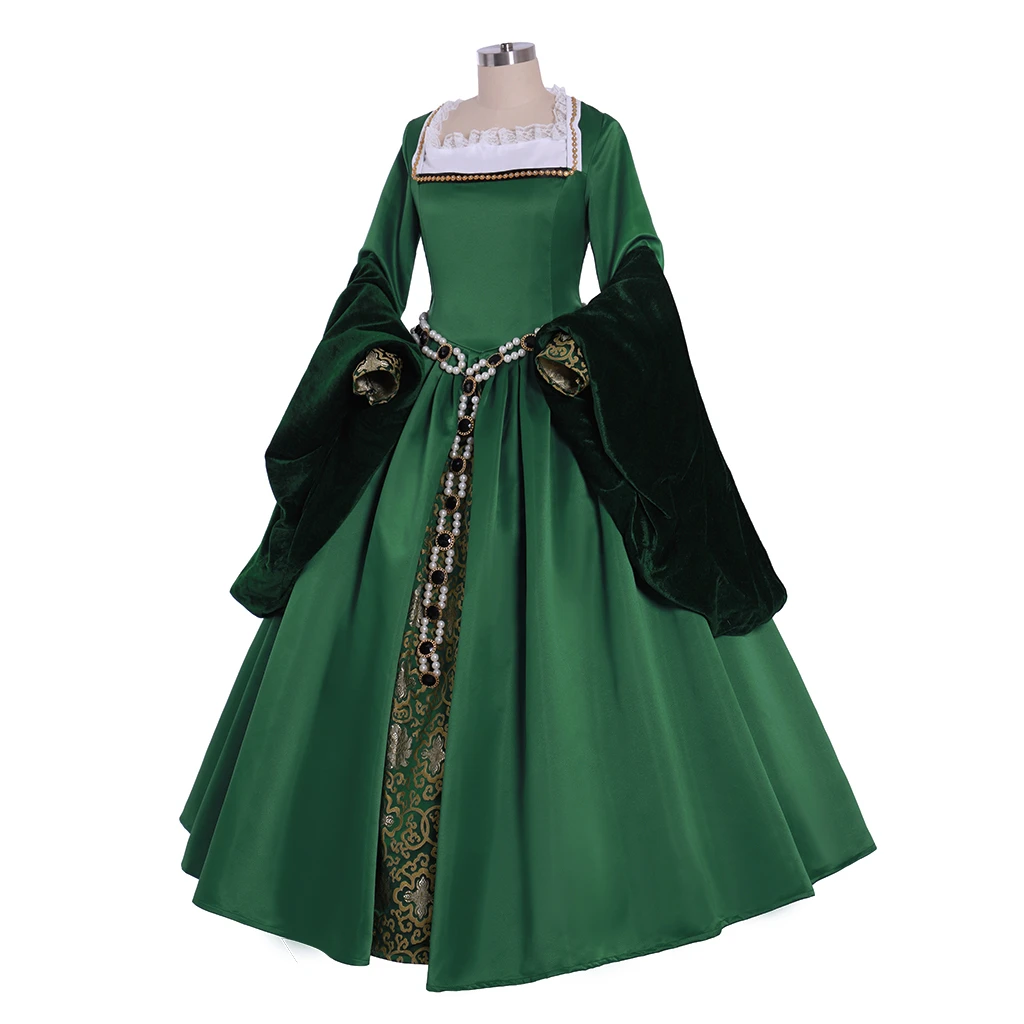 Costumebuy Анны Болейн зеленое платье Tudor Queen костюм в стиле Элизабет викторианском
