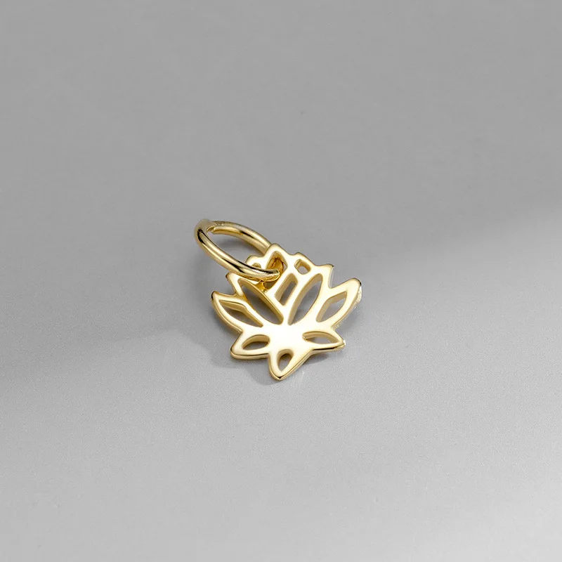 Wholesale S925 Sterling Silver Hollowed Out Lotus Pendant 18K Gold Plated Necklace Bracelet DIY Jewelry Accessories