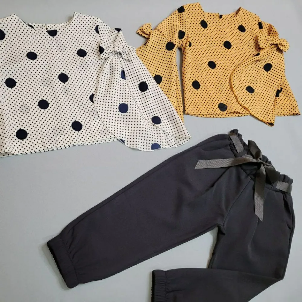 Детская одежда от 3 до 8 лет брючный костюм блузка брюки для девочек в горох с