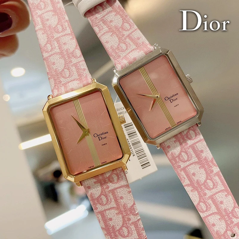Ювелирные изделия для женских часов в стиле Dior роскошные розовые часы квадратный