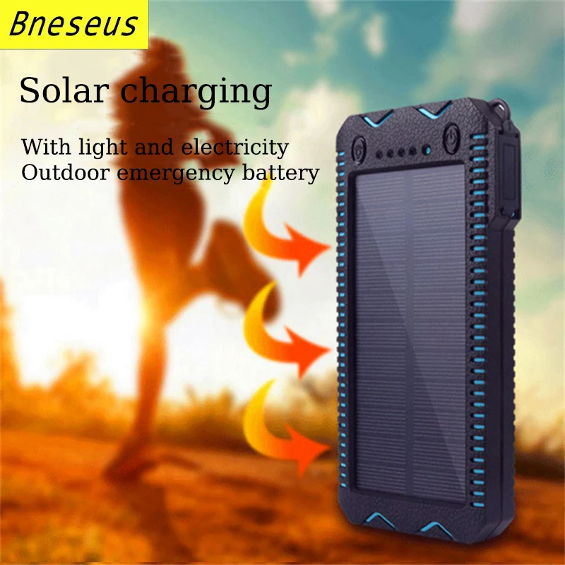Solar Power Bank 20000mAh Outdoor Lighting External Auxiliary Battery Pack For Apple Huawei Samsung Xiaomi Portable Powerbank