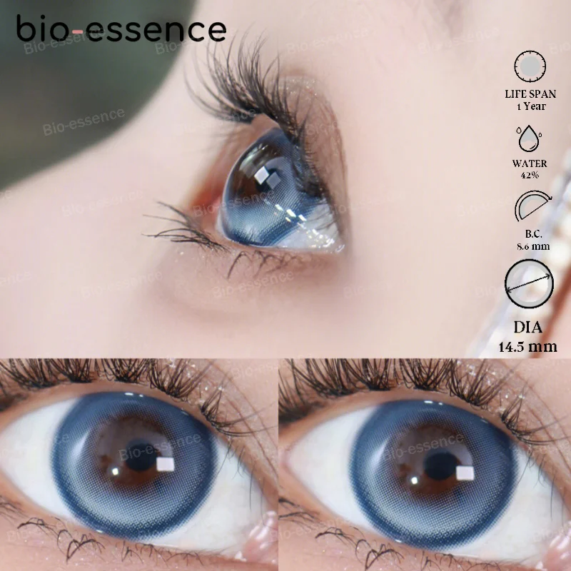 Bio-essence 1 Pair Color Contact Lenses for Eyes Natural Look Blue Lenses Big Eye Lenses Korean Lenses Purple Lenses Container