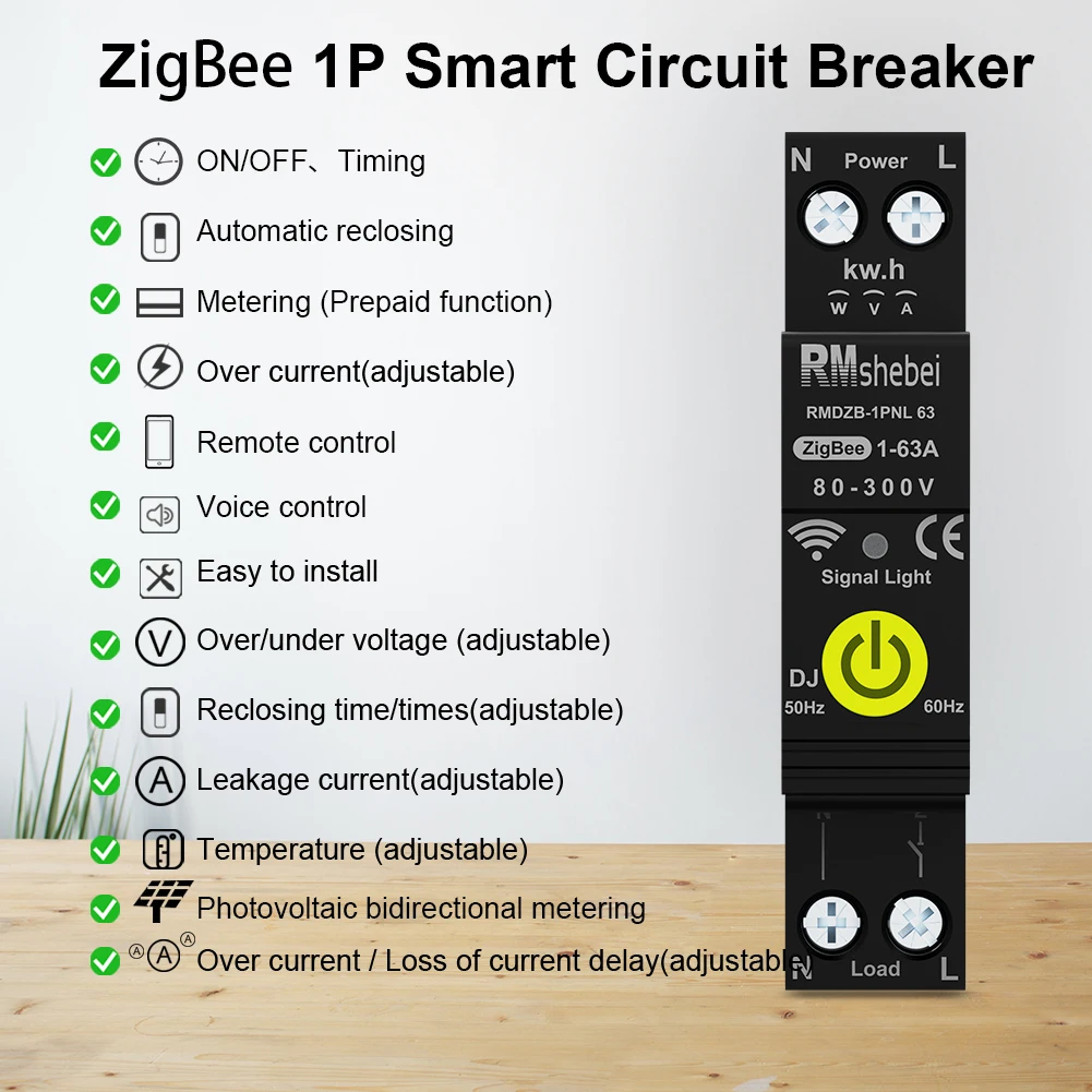RMshebei Zigbee система умного дома 1P 63A Автоматический выключатель таймеры