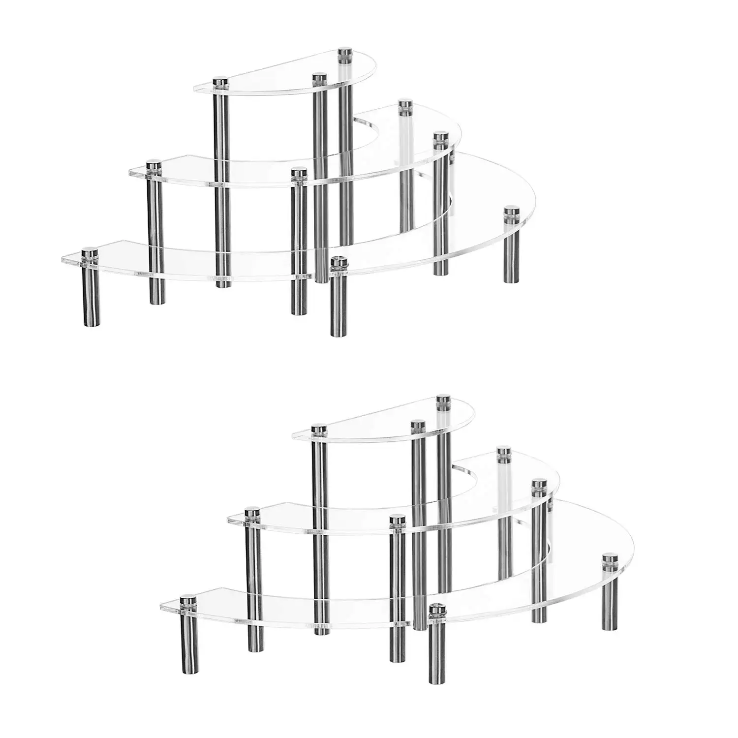 

3 Tier Clear Acrylic Cupcake Stand, Acrylic Risers Display Stand for Pop Figure, Half Moon Dessert Stand for Display Collections