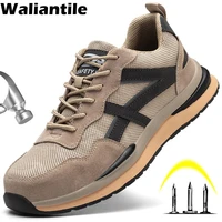 waliantile men casual safety shoes construction anti smashing working shoes anti slip indestructible safety boots sneakers male