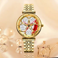 2022 women fashion wristwatch quartz watch top brand waterproof fully with luminous wheel spin watch 9006